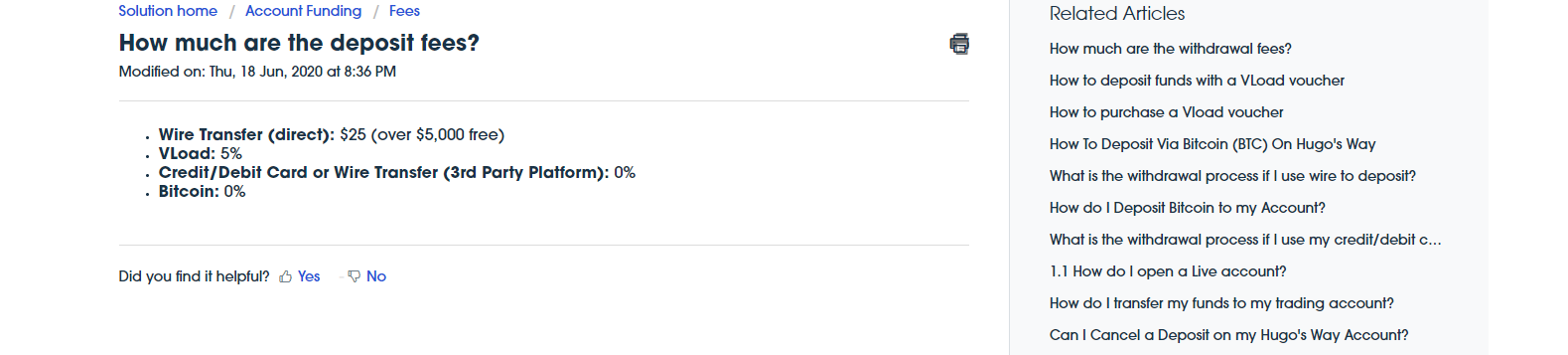 Hugo’s Way Review internal deposit fees Hugo’s Way Review internal deposit fees